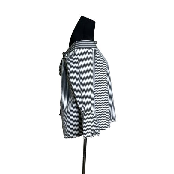Loft gray white stripes off shoulder 3/4 sleeves blouse size small - Picture 13 of 13